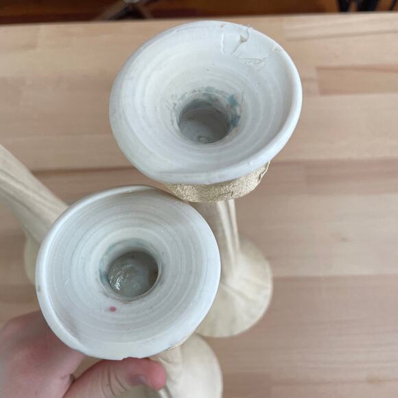 Whimsical Handmade Pottery Candlestick Trio | Sculptural Boho Candle Holders - Picture 7 of 7